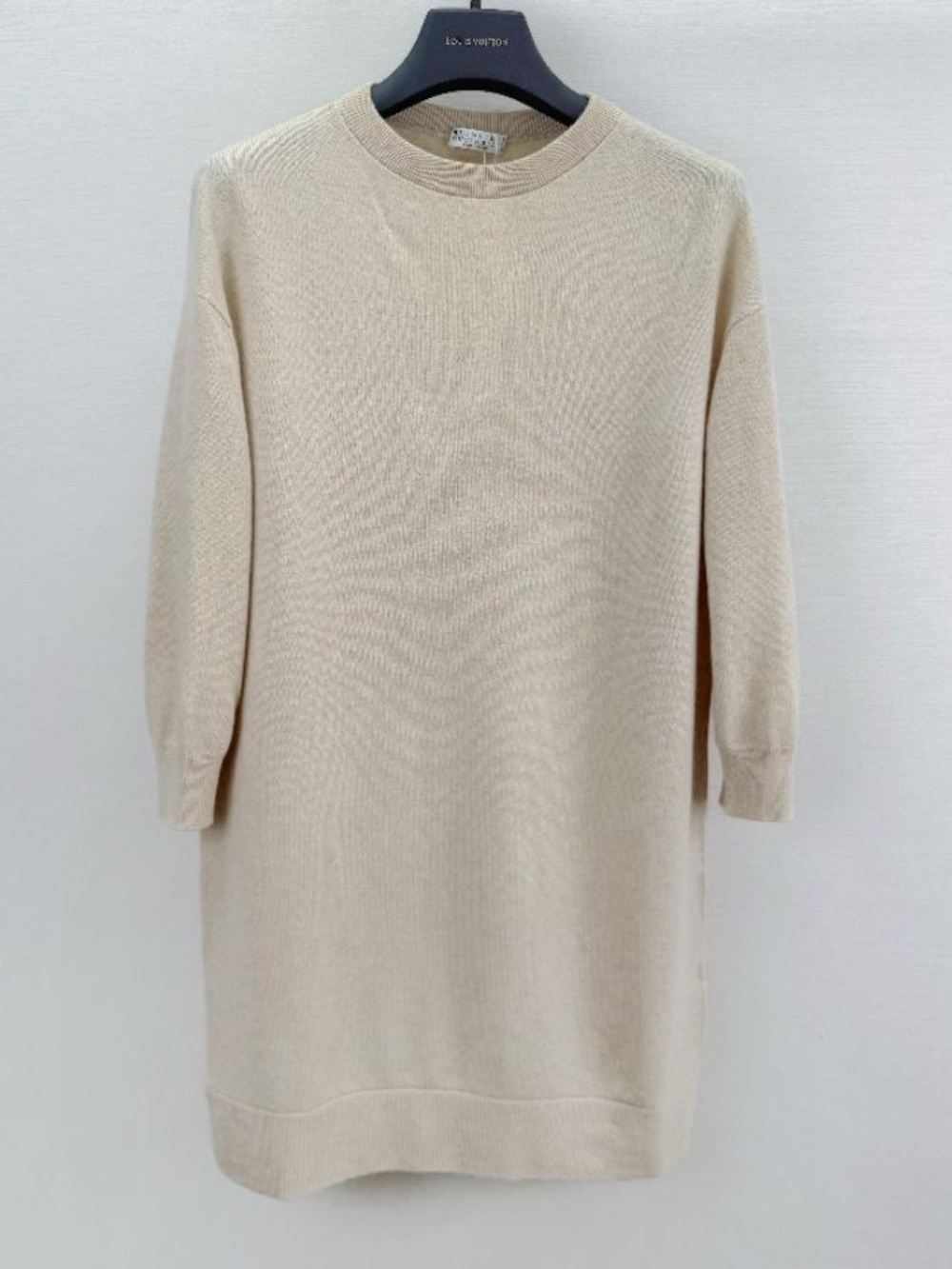 Brunello Cucinelli Cream Crewneck Knit Tunic 100% Cashmere